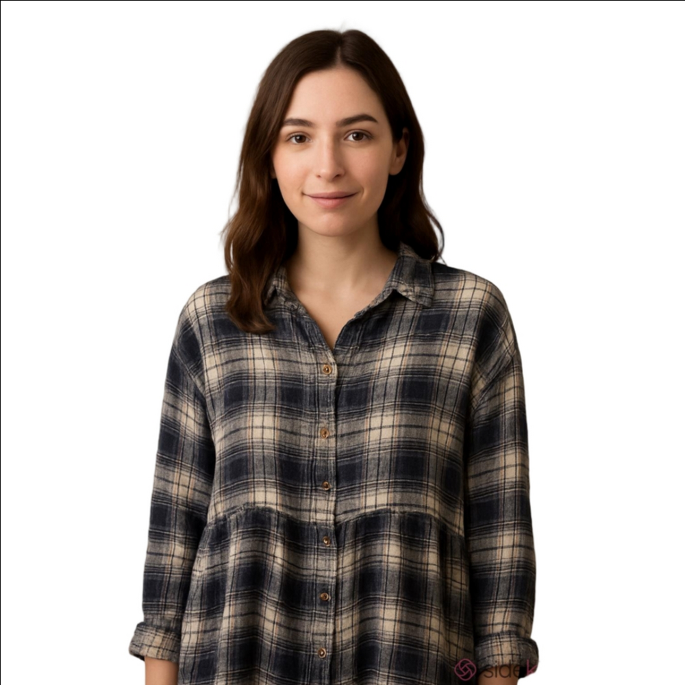 American Eagle Outfitters Black White Checkered Flannel Shirt